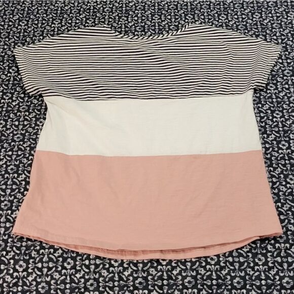NWOT Shein Color Block Striped Loose Fit Oversized Casual Short Sleeve T-Shirt  - Picture 3 of 6